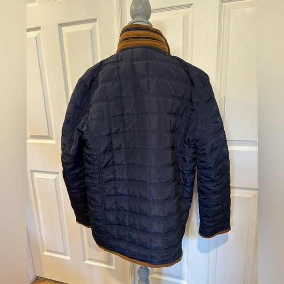 DE-NIKO Milano Men’s Lightweight Navy With Brown Trim Zip Up Jacket With Pockets - Picture 4 of 15